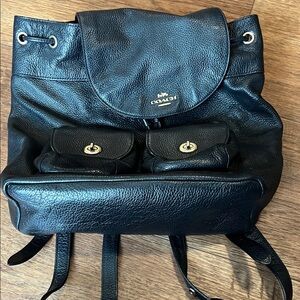 Coach Midnight Black Leather Backpack